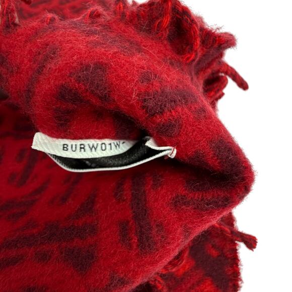 BURBERRY TB Motif Jacquard Cashmere Scarf in Red